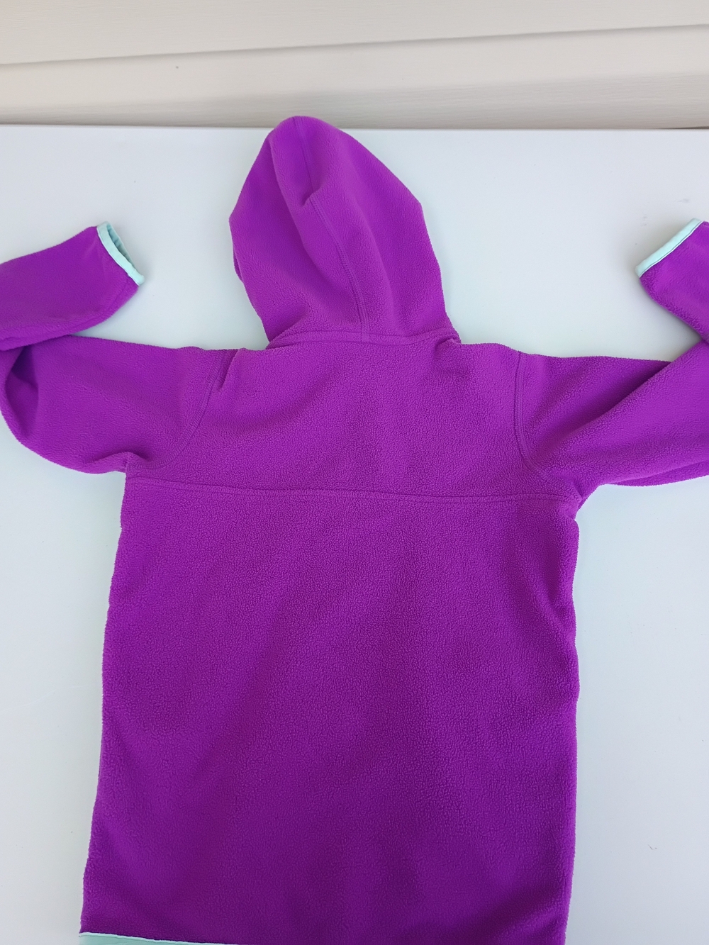 Patagonia micro D Snap-t Purple Hooded Fleece Jacket Girls Size 5t - Picture 6 of 10